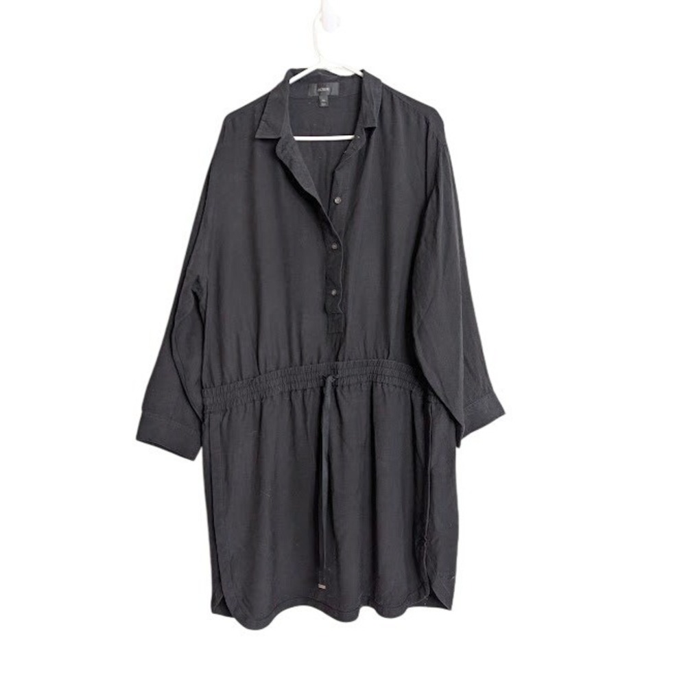 J.Crew‎ Womens Size XXL Style B8442 Black Dress Long Sleeve Tie Waist Vacation
